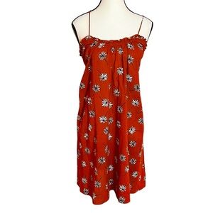 Madewell Orange Daisy Dress Spaghetti Straps 100% Cotton Women’s Size XS